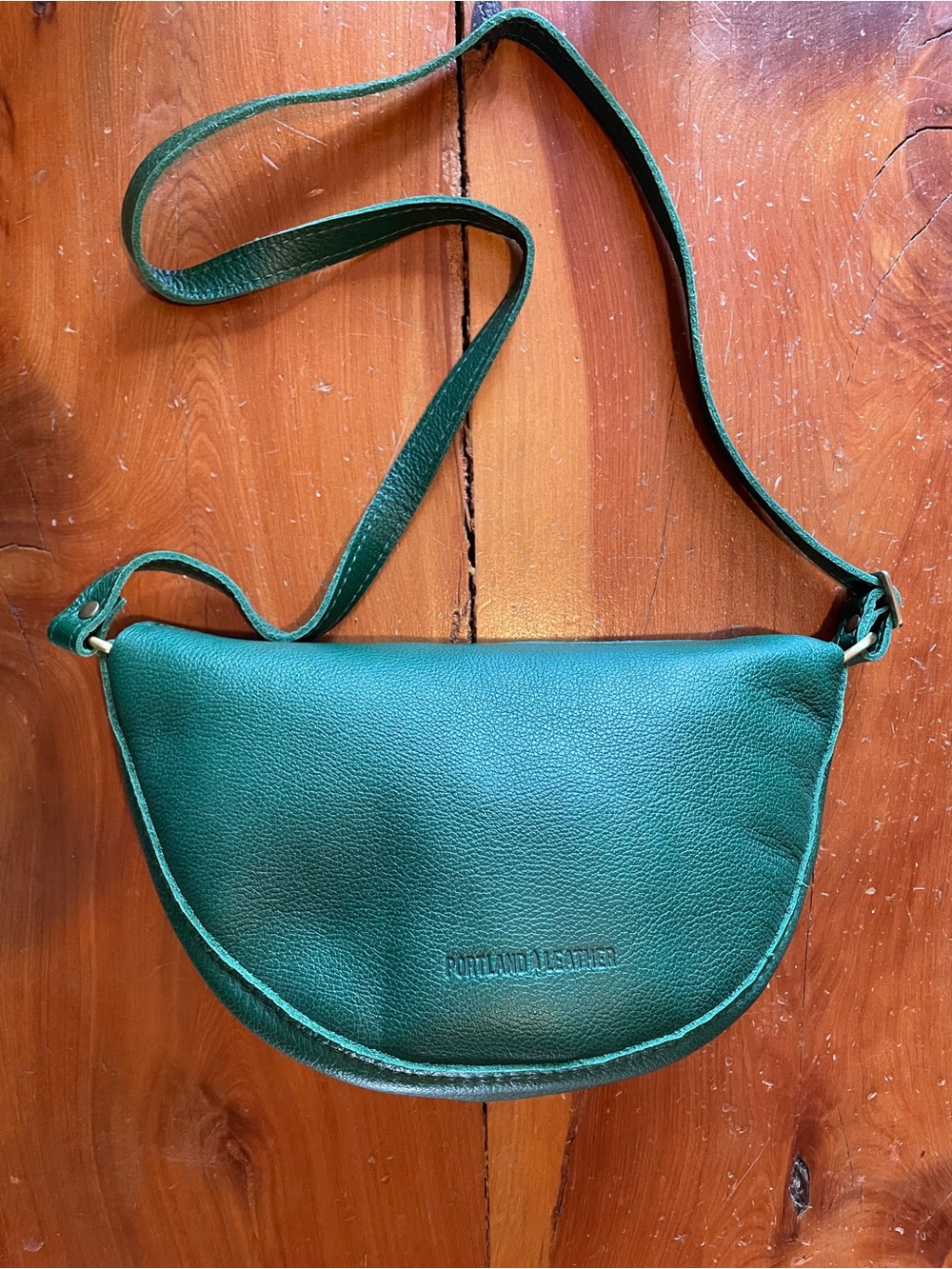 Portland Leather Emerald Green Pebbled Leather Crossbody